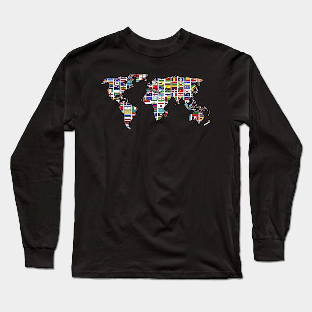 Traveller Cartography Travel International World Flags Long Sleeve T-Shirt by shirtsyoulike